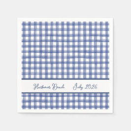 Guardanapo De Papel Gingham Azul Náutico de Verão, 4 de Julho Xadrez