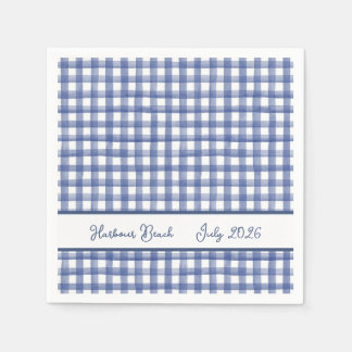 Guardanapo De Papel Gingham Azul Náutico de Verão, 4 de Julho Xadrez