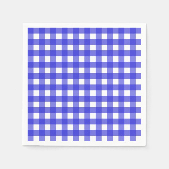 Guardanapo De Papel Gingham azul-real (Frente)