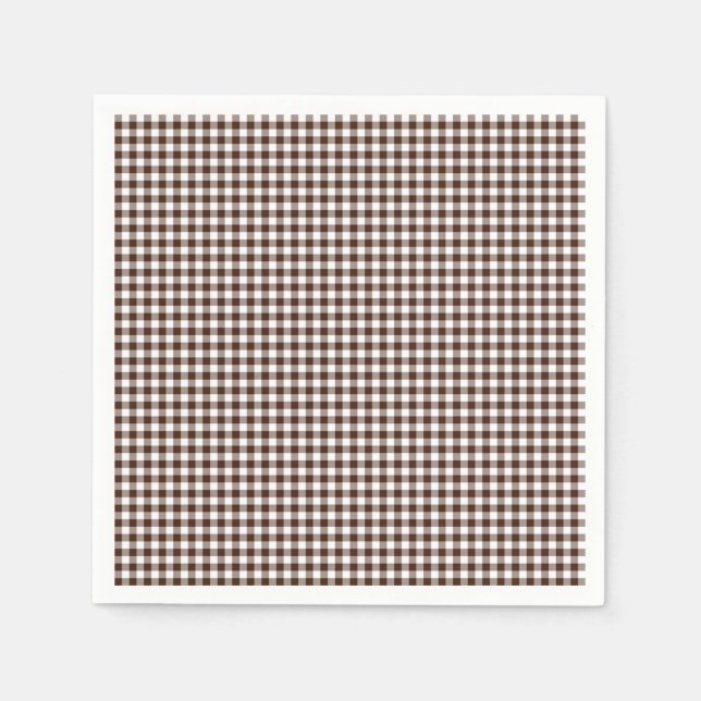 Guardanapo De Papel Gingham-Chocolate Castanho-Papel Napkins (Frente)