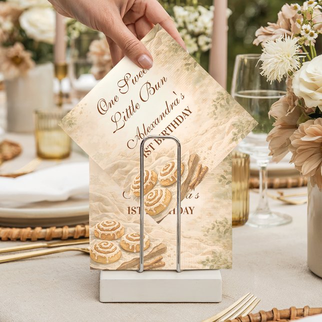 Guardanapo De Papel Gingham Cinnamon Bakery Little Bun 1st Birthday (Criador carregado)