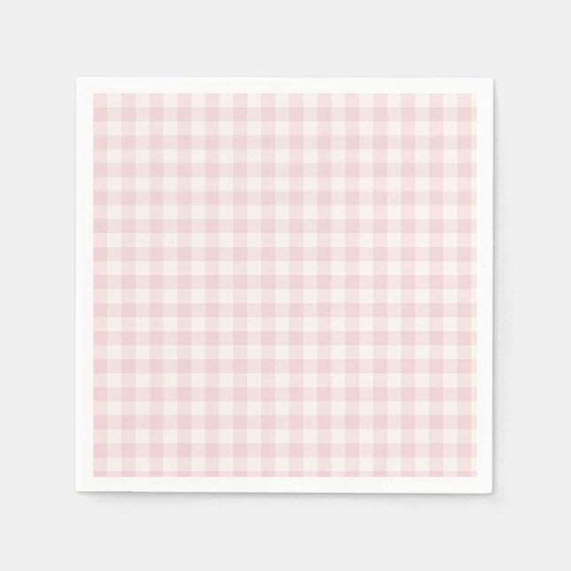 Guardanapo De Papel Gingham Clássico Primavera | Blush Suave (Frente)