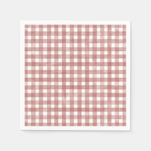 Guardanapo De Papel Gingham Clássico Vermelho (Frente)