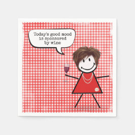 Guardanapo De Papel Gingham Com Vidro De Vinho