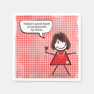 Guardanapo De Papel Gingham Com Vidro De Vinho