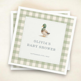 Guardanapo De Papel Gingham Mallard Duck Baby Shower Party