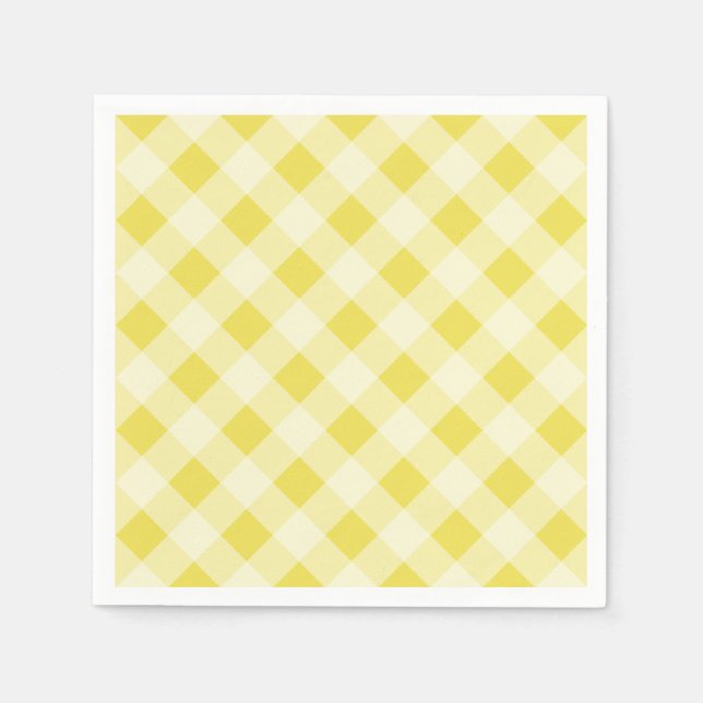 Guardanapo De Papel Gingham Napkins Amarelo (Frente)