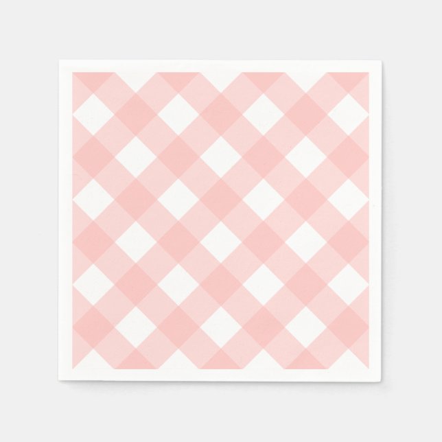 Guardanapo De Papel Gingham Napkins Rosa (Frente)