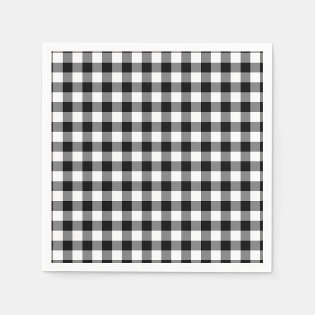 Guardanapo De Papel Gingham Preto E Branco (Frente)