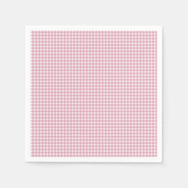 Guardanapo De Papel Gingham Rosa e Branco (Frente)