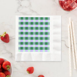 Guardanapo De Papel Gingham Verde e Lavanda Stripes Karo Padrão