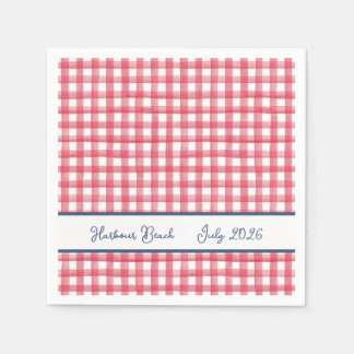 Guardanapo De Papel Gingham Vermelho de Verão, Xadrez 4 de Julho