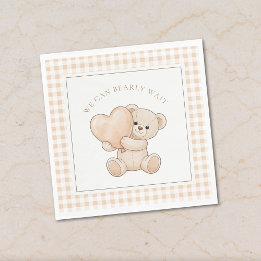 Guardanapo De Papel Gingham We Can Bearly Wait Baby Shower Napkins