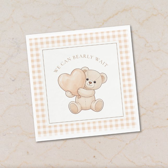 Guardanapo De Papel Gingham We Can Bearly Wait Baby Shower Napkins (Criador carregado)