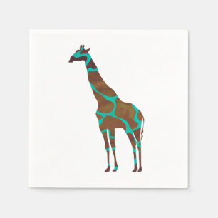 Guardanapo De Papel Girafa Brown e silhueta da cerceta