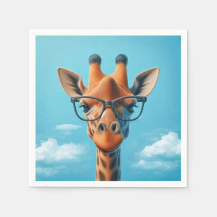 Guardanapo De Papel Girafa Em Nuvens Vestindo Óculos