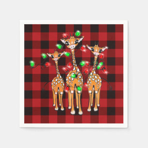 Guardanapo De Papel Girafas de férias, luzes cintilantes, design de fé