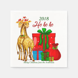 Guardanapo De Papel Girafas de Natal Ho Ho