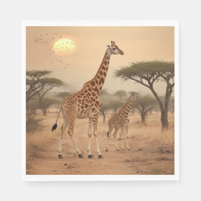 Guardanapo De Papel Girafas na África (Frente)