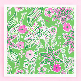Guardanapo De Papel Girafas Preppy Rosa Verde Lily 