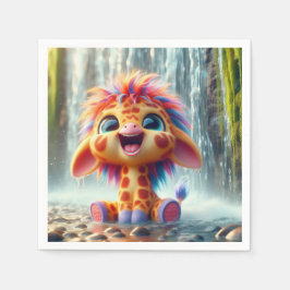 Guardanapo De Papel Giraffe am Wasserfall in Serviette