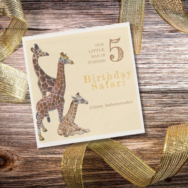 Guardanapo De Papel Giraffe Birthday Safari (Giraffe Birthday Safari Napkins)