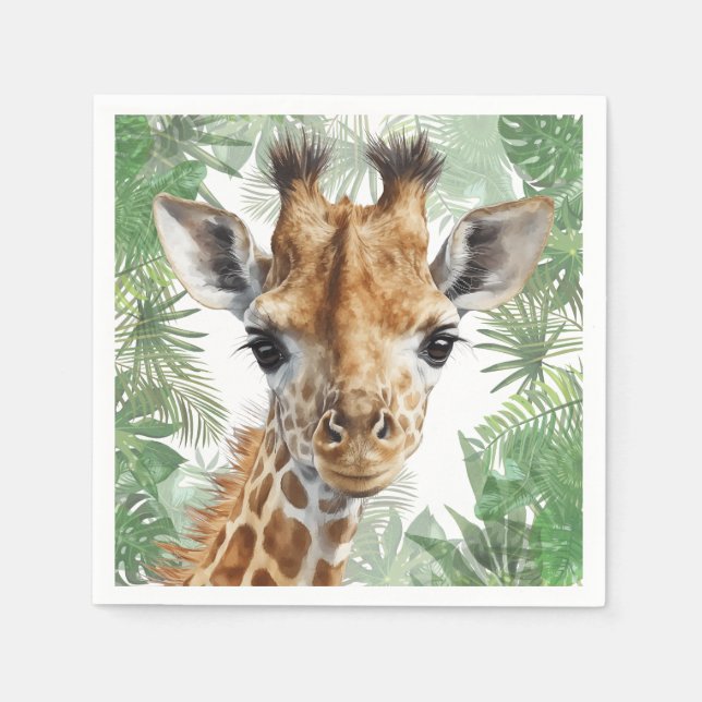 Guardanapo De Papel Giraffe Jungle Background (Frente)