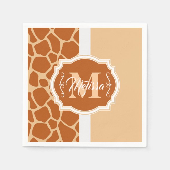 Guardanapo De Papel Giraffe Print Monogram (Frente)
