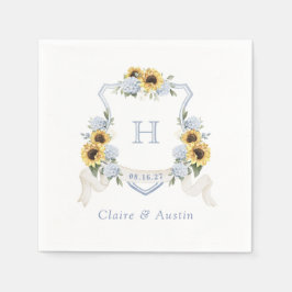 Guardanapo De Papel Girassóis Blue Hydrangea Crest Monograma