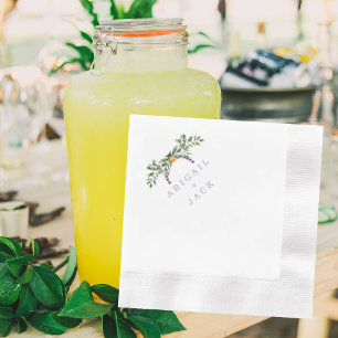 Guardanapo De Papel Girassóis Elegantes e Casamento de Lavandas cunhad