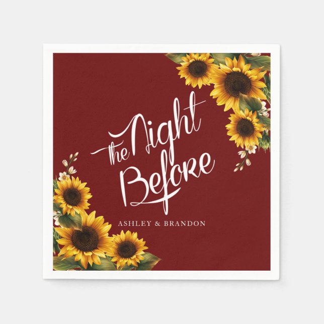 Guardanapo De Papel Girassóis Elegantes Toalhas de Cama na Véspera (Frente)