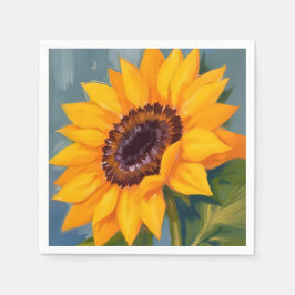 Guardanapo De Papel Girassol Amarelo Floral Aquarela Brilhante