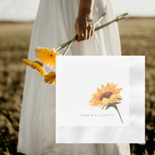 Guardanapo De Papel Girassol Aquarela Casamento Personalizado Cunhado