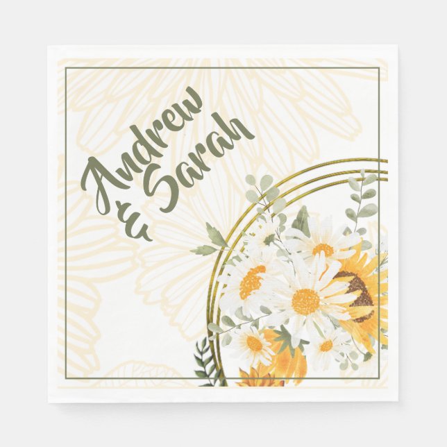 Guardanapo De Papel Girassol Aquarela Floral (Frente)