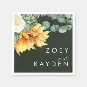 Guardanapo De Papel Girassol do País Negrito   Casamento Verde Escuro 