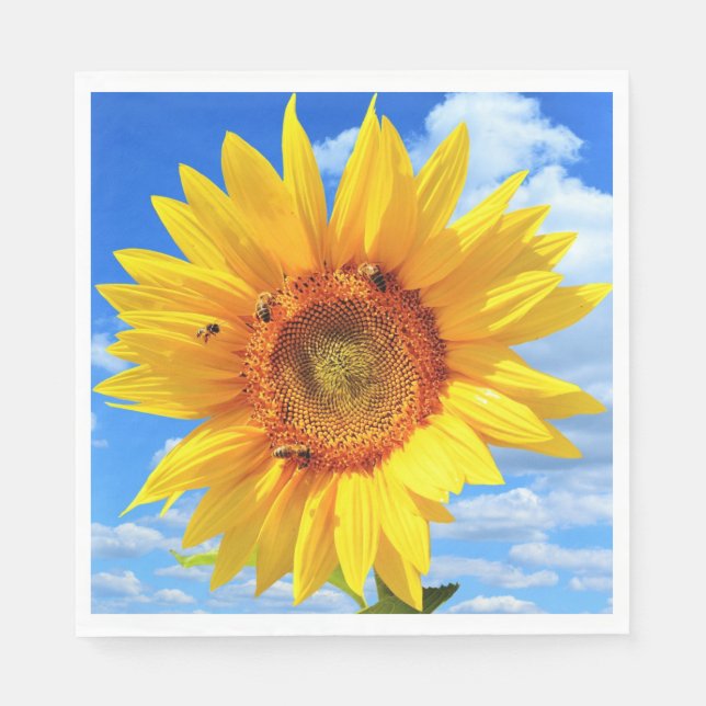 Guardanapo De Papel Girassol e Abelhas Napkins (Frente)