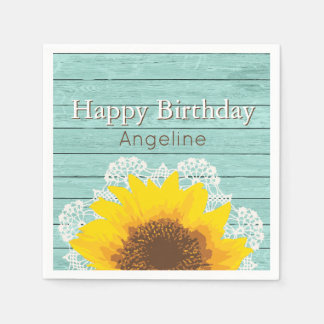Guardanapo De Papel Girassol, rendas e madeira personalizados