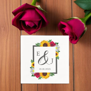 Guardanapo De Papel Girassol Rosa Margarida Outono Floral Casamento