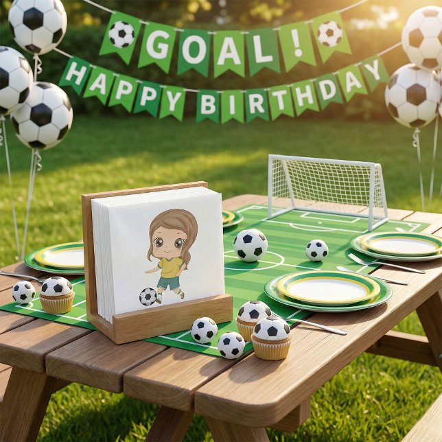 Guardanapo De Papel Girl Playing Soccer Adorable Kids Sports (Criador carregado)