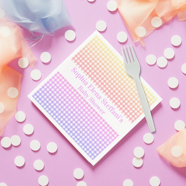 Guardanapo De Papel Girls Aniversário de criança Pastel Gingham (Criador carregado)