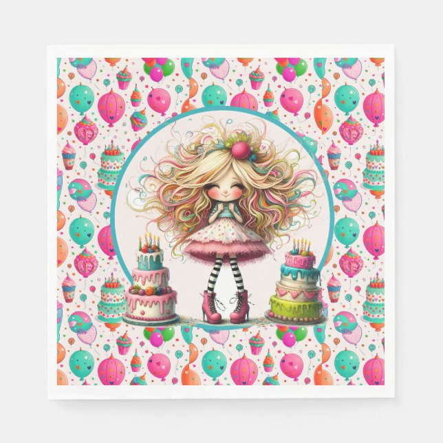 Guardanapo De Papel Girls Birthday  (Frente)
