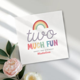 Guardanapo De Papel Girls Colorful Two Much Fun Rainbow 2nd Birthday