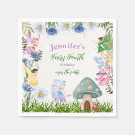 Guardanapo De Papel Girl's Fairy Birthday Fairies and Flowers Any Age