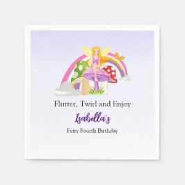 Guardanapo De Papel Girls Fairy Mushroom Rainbow Birthday
