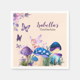 Guardanapo De Papel Girls Fairy Purple Mushroom Butterfly Birthday