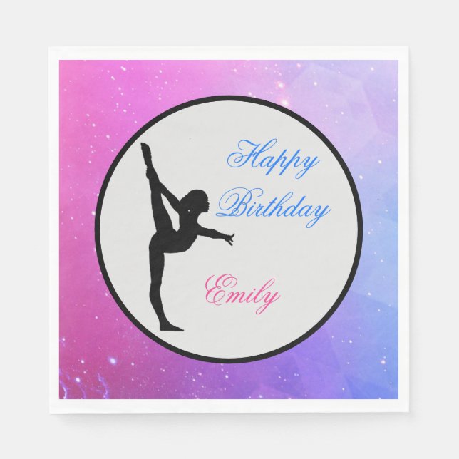 Guardanapo De Papel Girls Gymnastics Happy Birthday Napkins (Frente)