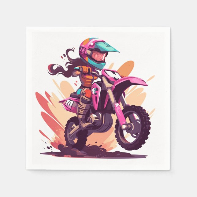 Guardanapo De Papel Girls Motocross Party Napkin (Frente)
