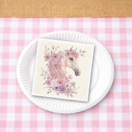 Guardanapo De Papel Girls Pretty Ponies Pastel Floral Horse