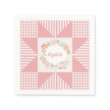 Girly Evening Star Quilt Rosa Wreath and Name