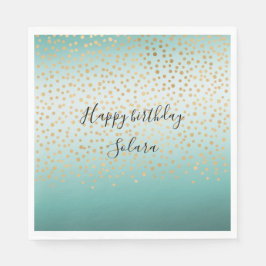 Guardanapo De Papel Girly Glam Dourado Confetti Mint Ombre